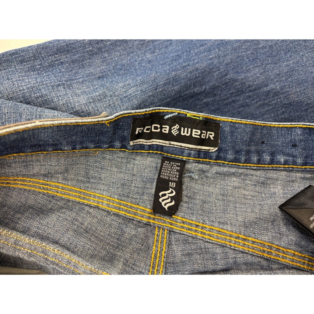 Rocawear baggy wide-leg jeans, vintage Y2K hip-hop size Youth 18 ( 28 x 30 ) - Picture 4 of 13